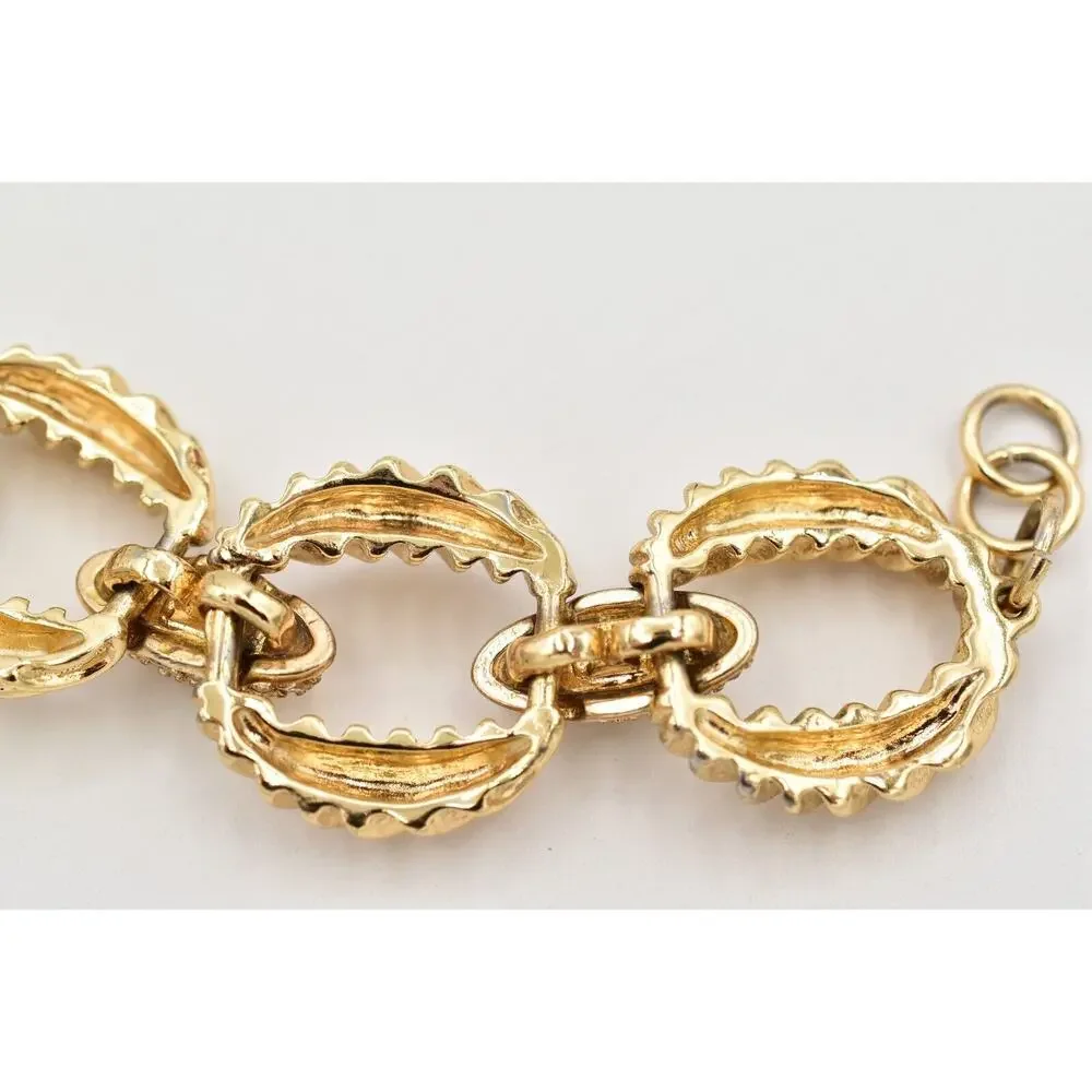 Banana Republic Chain Bracelet Crystal Linked Chunky Gold Tone Signed Y2K Bin4